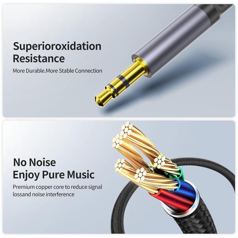 Aux to USB C, USB C to 3.5mm Audio Jack  4.3 ft, Type C to Headphone Cord  Aux ,Compatible for  16 15 iPad Pro Max,  Galaxy S24 S23 S22 S21 Pixel 4 5, Speakers Black