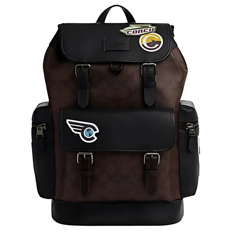 COACH Sprint 29 Classic Printed Drawstring Backpack – Men’s Large, Brown and Black