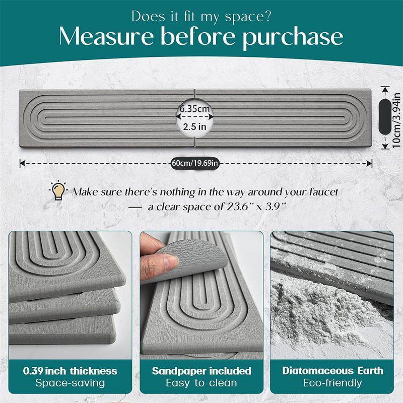 Kitchen Faucet Water Absorbing Splash Proof Pad, Diatomaceous Quick Drying Hard Pad for Water Absorption, Sink Accessories for Home Kitchen Bathroom