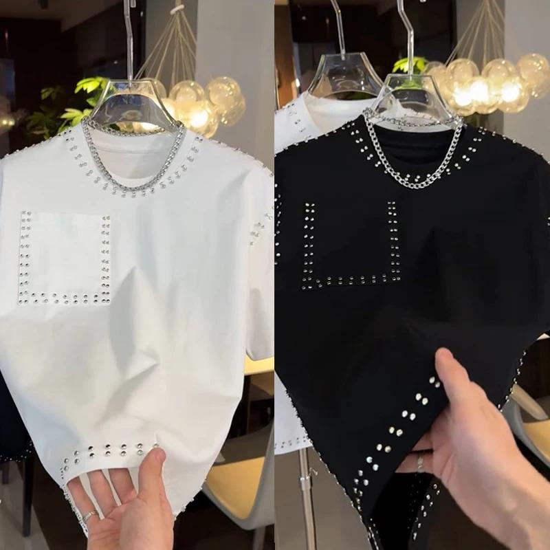 American Sle Heavy Du Casual T-irt Men's Spring Faion Loose Fit Svel Youth Leisure ort Sve Pure Color