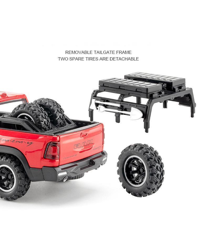 1:32 DODGE Mammoth 1000 TRX Alloy Pickup Car Model Diecast Metal Off-road Vehicle Model Sound and Light Simulation Kids Toy Gift