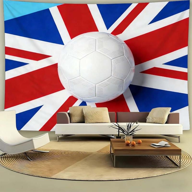 1 pc microfiber FIFA World Cup British Flag Soccer Ball Tapestry Wall Hanging Decoration for Living Room Bedroom Dining Room Outdoor and Holiday Decor Sport Theme Home Ornament Tapestry Background Cloth Hanging Cloth Wall Cloth Decorative Cloth