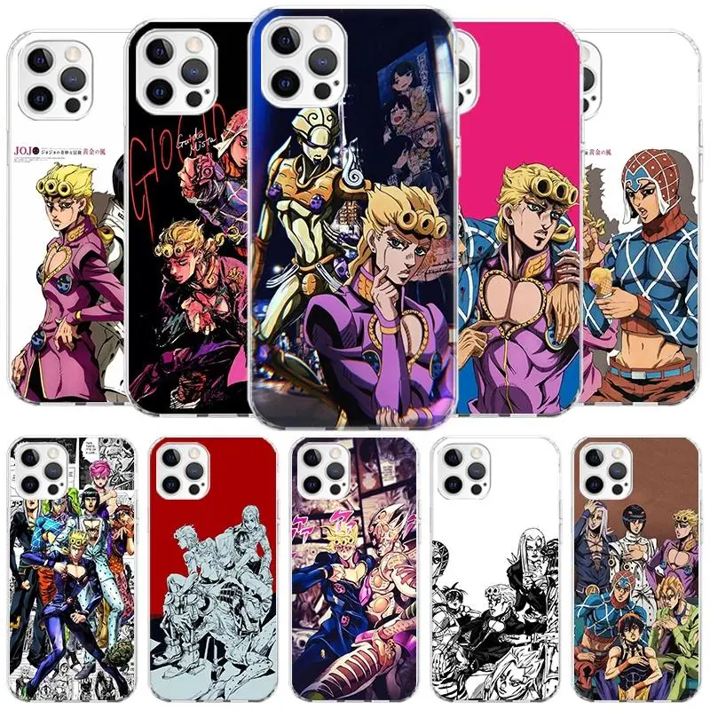 JoJo Bizarre Adventure Golden Wind Cover Phone Case For iPhone 17 Promax 17E 16 15 14 13 12 11 Pro Max 17Air Plus & Samsung Galaxy S26 S25 S24 S23 S22 S21 FE Ultra Plus Anti-Fall Transparent shockproof protection Soft silicone Back Cover