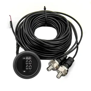 Dual Display 290 PSI Air Pressure Gauge Kit for Car & Truck Air Ride Suspension Systems, 2Inch 0-290PSI with 2Pcs 1/8NPT Sensors White Display