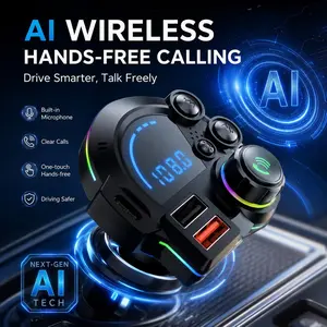 [Father’s Day Gift]Bluetooth 5.3 FM Transmitter Bluetooth Car Adapter - PD 30W & USB Fast Charger, Colorful RGB Light, Hands-Free Calling, Bass Music Player for All Vehicles (Type-C)