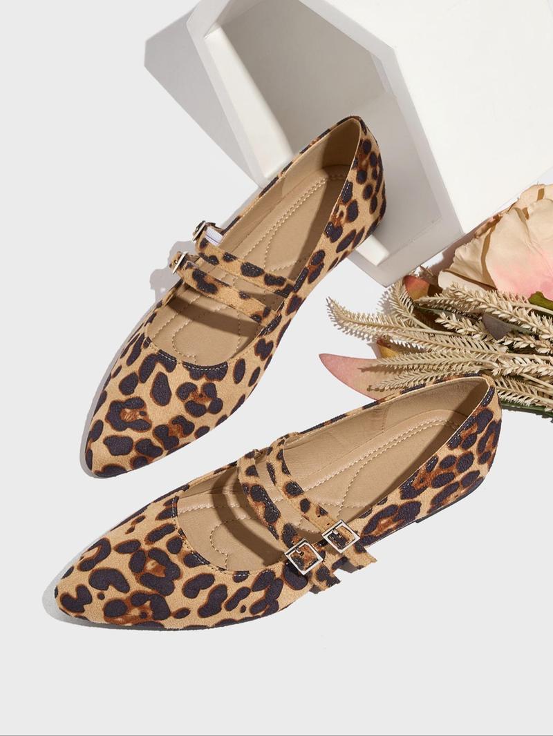 Fashion Leopard Print Mary Jane Shoes, Comfortable Soft Sole Shoes for Daily Wear, Lightweight Elegant Breathable Shoes for Women & Girls