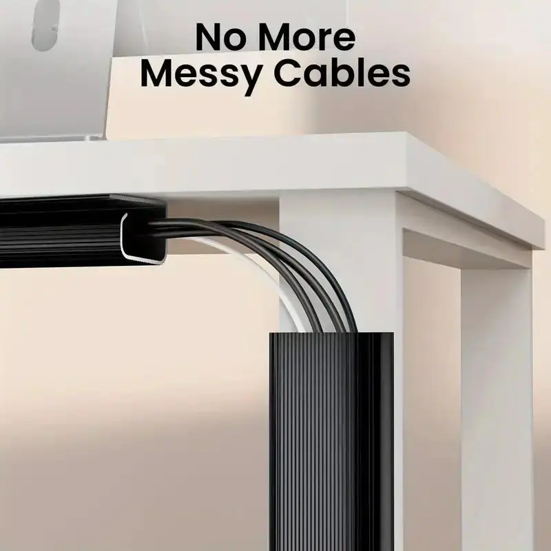 Yitape No-Drill Self-Stick Desk Cable Organizer, Strong PVC Wire Management Tray, Underdesk/oldesk Multi-Cable Invisible Sorter, Desk Organizers