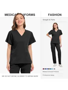 New Surgical Clothes, Men's And Women's Doctor Work Clothes, V-neck Nurse Clothes Set, Short-sleeved Elastic Quick-drying Scrub Suit, Pet Beauty Two-piece Set