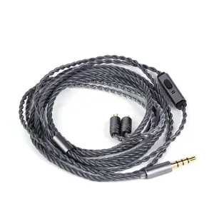 Grace Detachable Silver-Plated Oxygen Free Copper OFC in Ear Earphone Cable with Microphone for Audiophile Replacement Cable (2Pin)