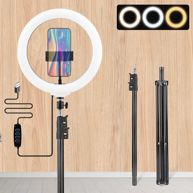 12"Ring Light with 63" Stand & 2 Phone Holders, 360° Adjustable Video Light for YouTube TikTok, Makeup,Photography, Ring Lights Compatiblewith All Cameras/Phones Selfie New Years valentine's  Content Creator Pack , Super Bowl