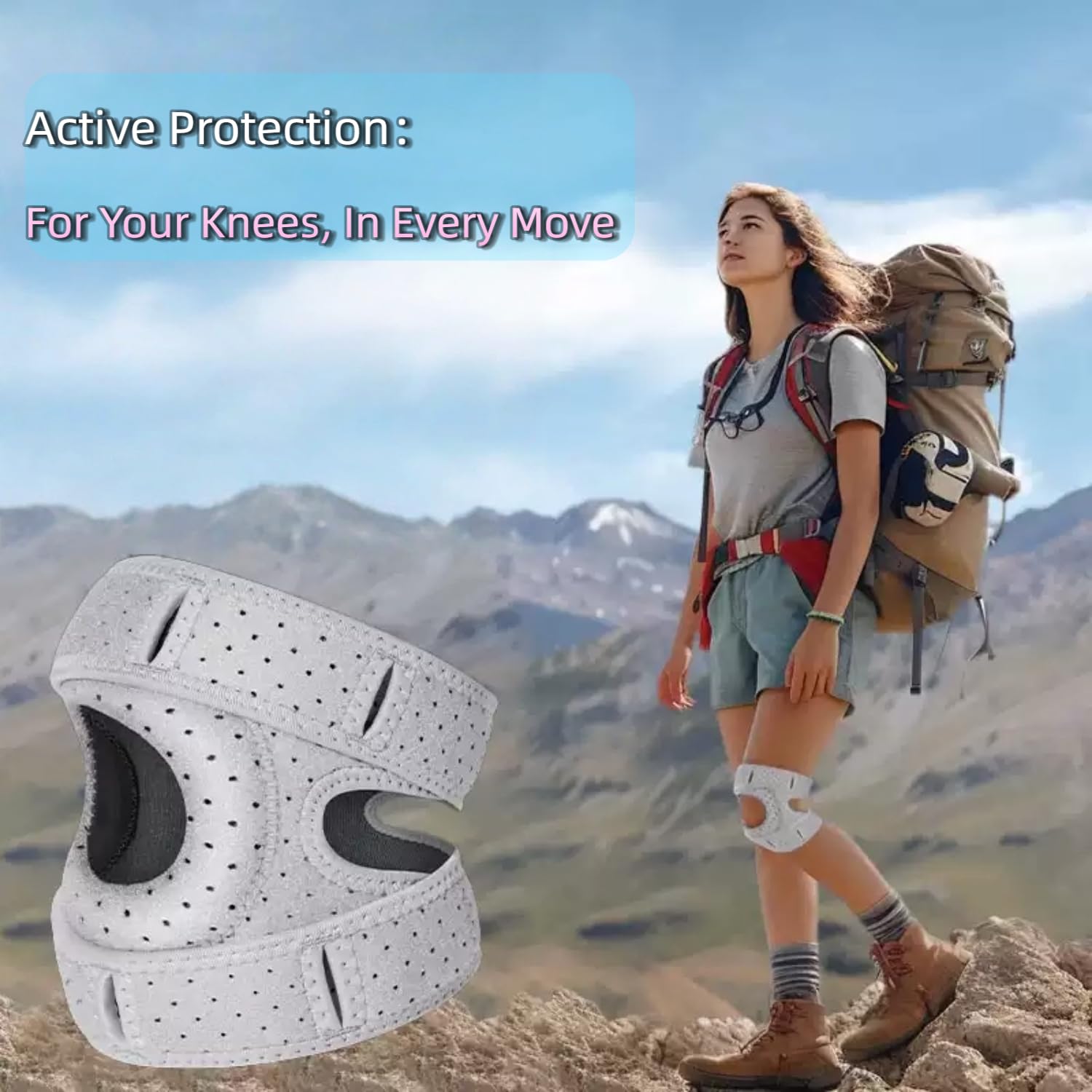 Knee Brace for Women Men Adjustable Knee Support with Side Stabilizers, Patella Gel Pads & Upgraded Silicone Anti-Slip Strip -Patella Knee Brace for Meniscus Tear, Knee Pain, Arthritis, Injury Recovery, Running, Workout