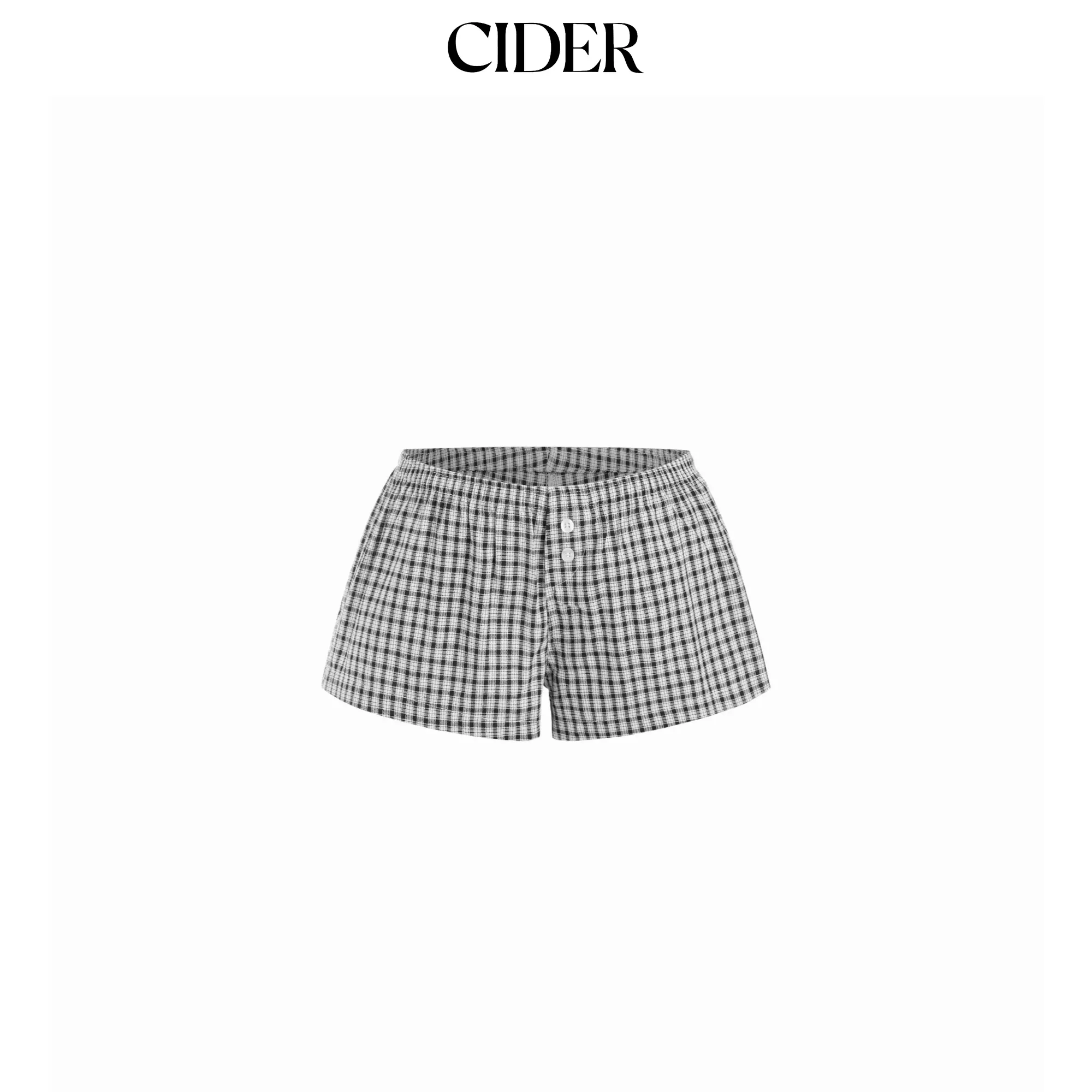 Cider Cotton-blend Low Rise Checks Micro Shorts