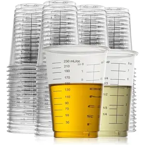 Clear Measurement for Wet and Dry Ingredients for Baking and Crafting, 50 Disposable Measuring Cups 8 oz, Plastic Paint Measuring Cups and Disposable Mixing Cups for Epoxy Resin, Versatile