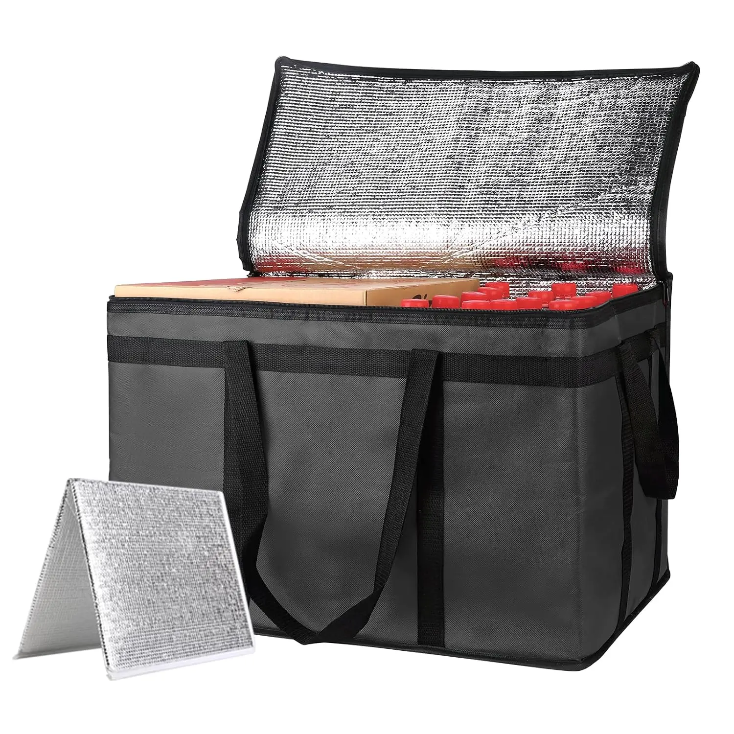 Insulated  Delivery Bag -  Thermal Cooler Grocery Bags for Catering & Delivery, Pizza Carrier for Events, Large Capacity Bag Keeps  Hot/Cold for Shopping, Commercial (with Base)