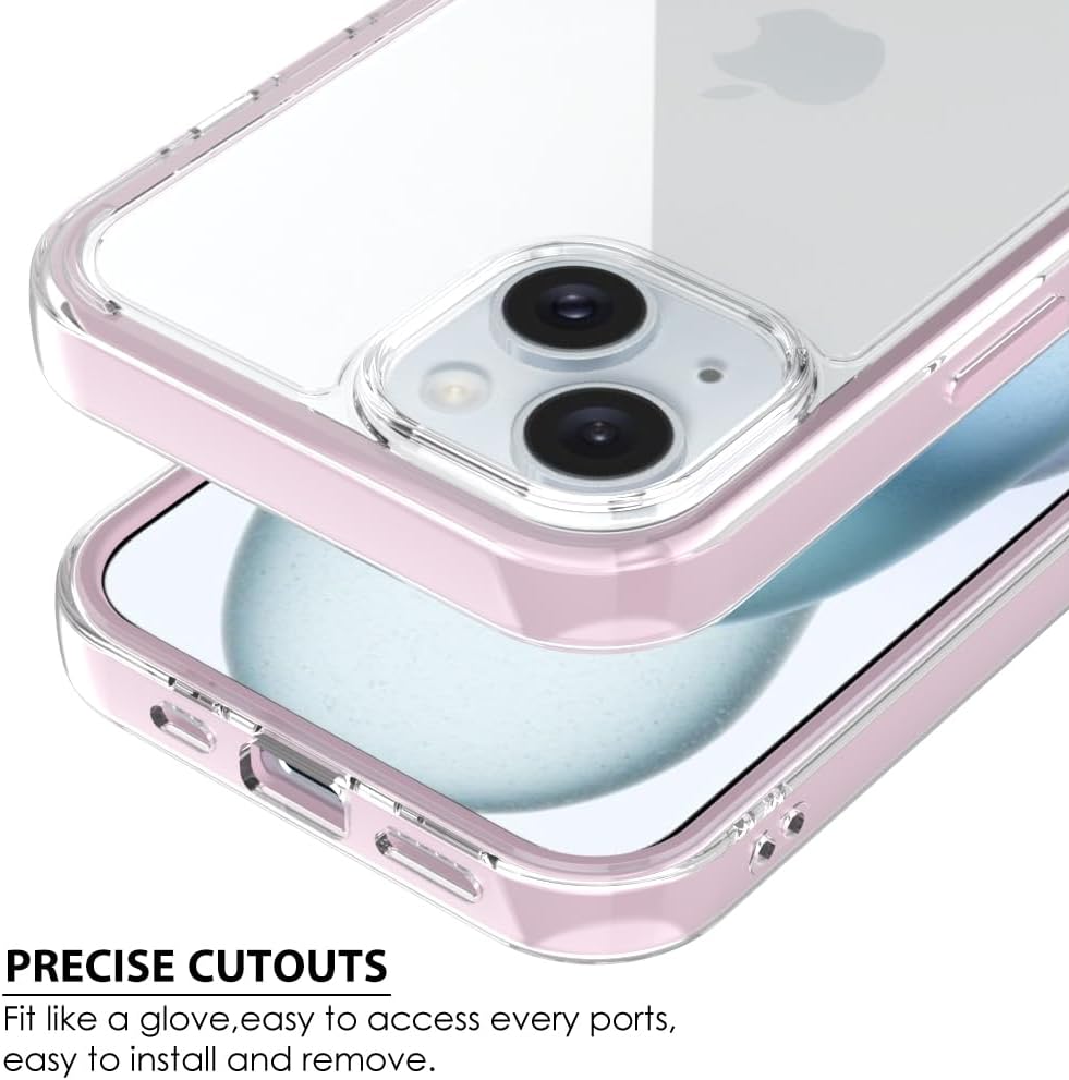 Phone Case for iPhone 16 15 14 Plus 13 12 Pro Max, Clear Cute Aesthetic Transparent Phone Cases Raised Camera Protection Stylish Slim Soft Durable TPU Protective Cover for Women Girls, Drop Protection, Shockproof Slim Phone Cover