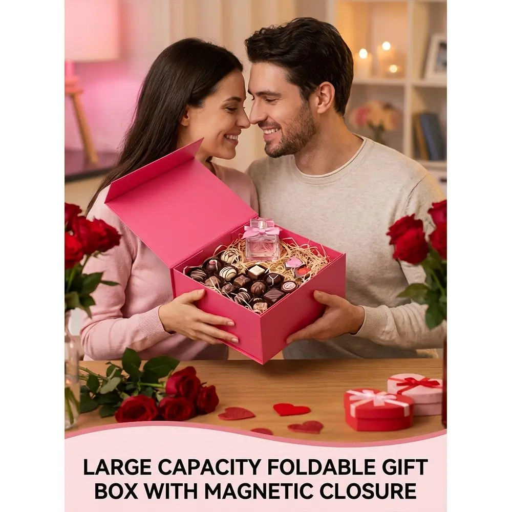 Large Capacity Foldable Gift Box with Magnetic Closure, Pure Color, Ideal for Daily Gifts, Halloween, Christmas, Valentine's Day, Birthday, Multi-Use Packaging
