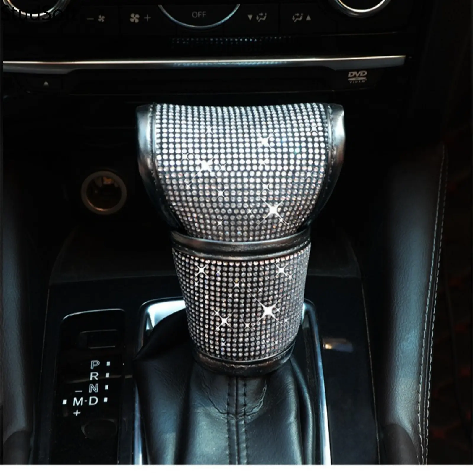 1Pc Bling Car Gear Shift Cover Sparkly Rhinestone Knob Sleeve Anti-Slip Driving Grip Protection Case Universal Vehicle Manual Automatic Handle Decor