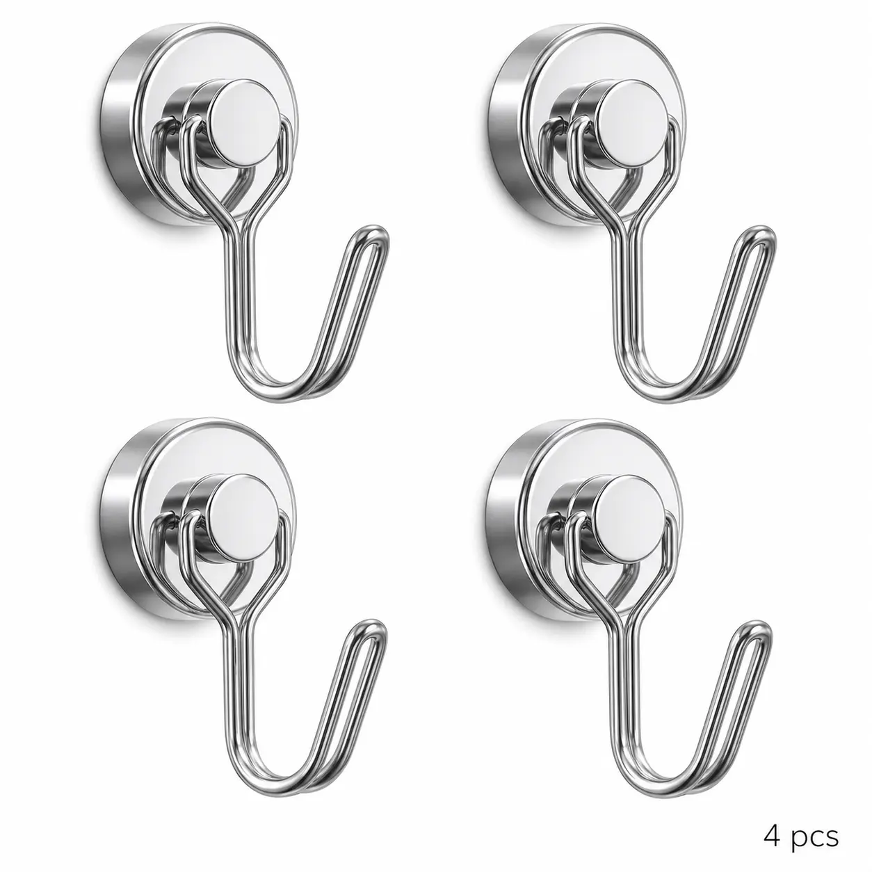 4 Pack Heavy Duty Swivel Swing Magnetic Hooks, 55 LBS Strong Neodymium Magnet Hooks, Multi-Purpose Hanging Hooks for Refrigerator & All Magnetic Surfaces