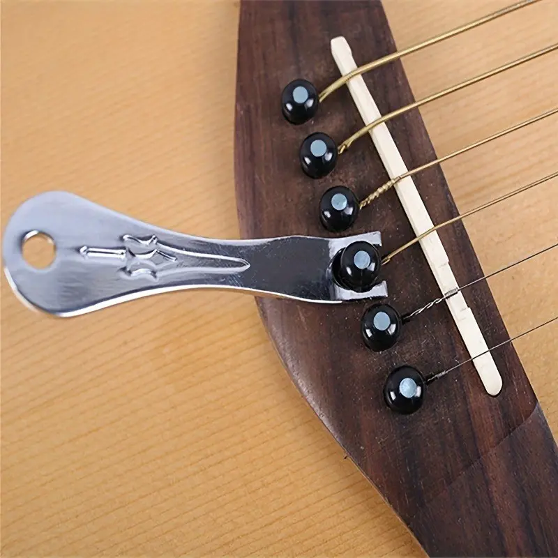 Silver Color Three-In-One Guitar String Winder, Ideal for Acoustic/guitar, Easy String Changing, Tuning, Pick Removal, Metal Head Design, Elegant