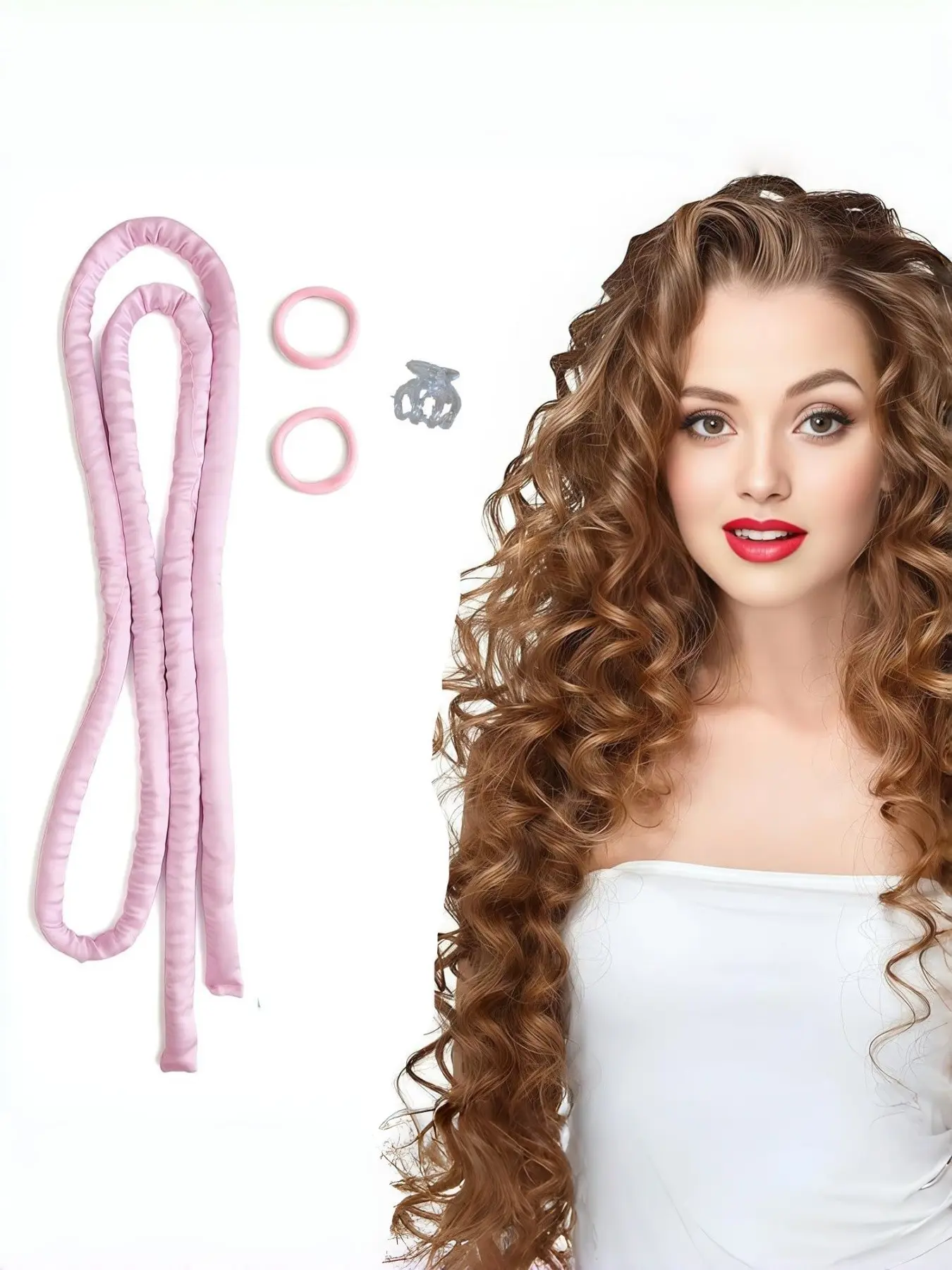 Heatless Curling Rod Headband, Hair Curling Rods, No Heat Curl Ribbon With Scrunchies, Sleeping In Overnight Heatless Curlers Hair Rollers Natural Soft Wave Quick Natural Curling DIY Hair Rollers Styling Tool, Wavy Styling Kit