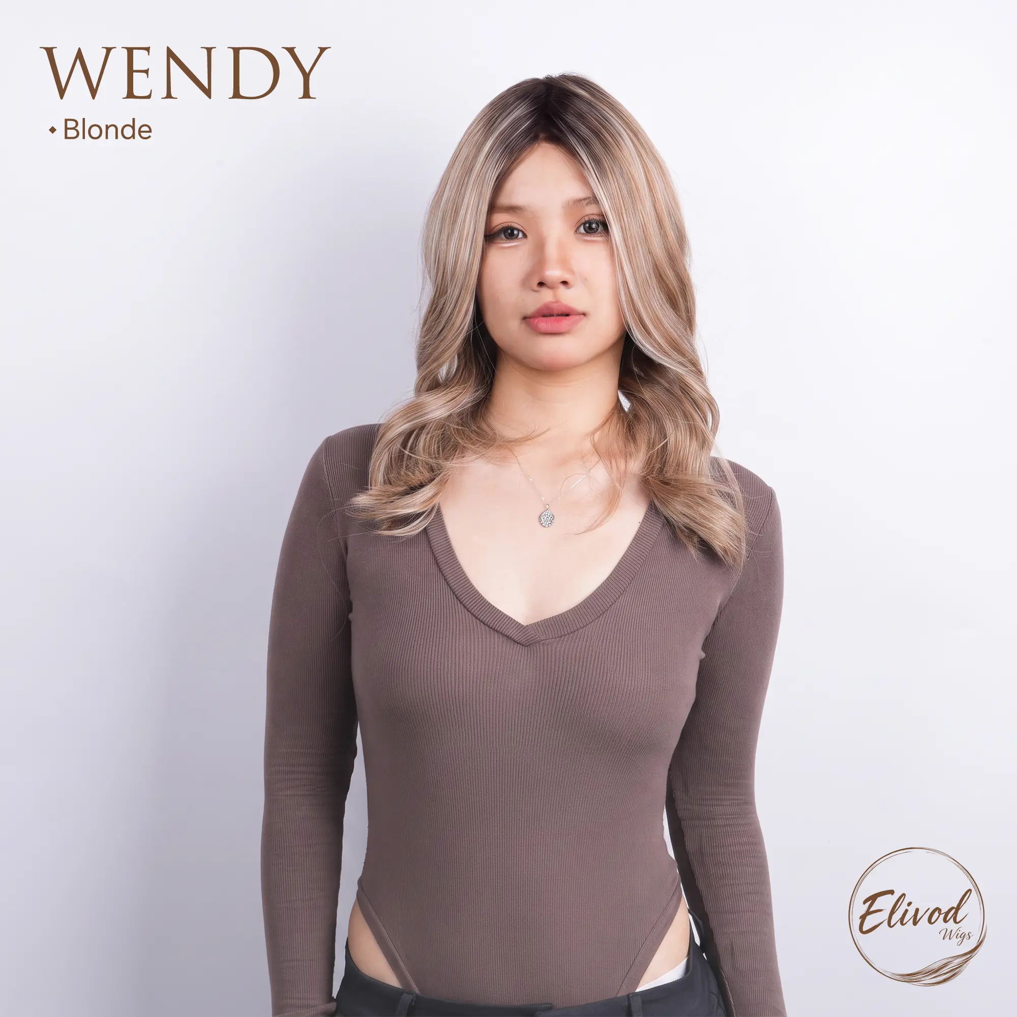 31 Elivod Wigs WENDY Blonde 13X6 Full Monofilament Hand Tied Top 22 Inches Mid-Length Straight Layer Cut Glueless Wig