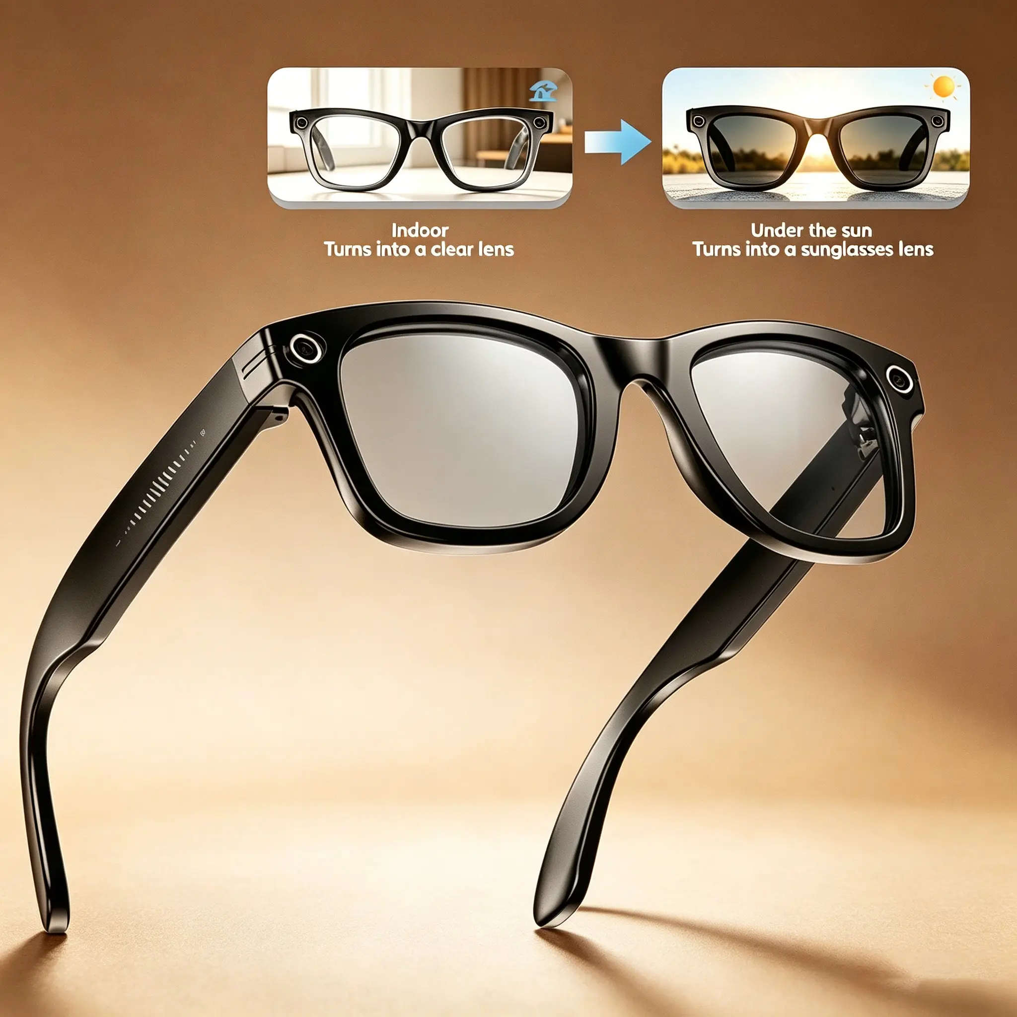 2026 Upgrade Smart Ai Camera Glasses, W610 with 8mp Photochromic Lenses, Bluetooth-compatible Wireless, Video Recording, Travel & Outdoor Use