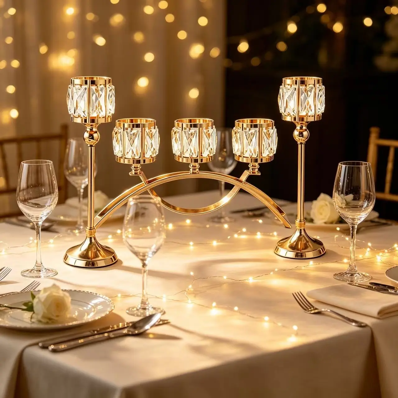 Luxury Crystal Candle Holders Set of 3, Home Dining Table Decor, Party Wedding Centerpiece, Elegant Candle Accessories