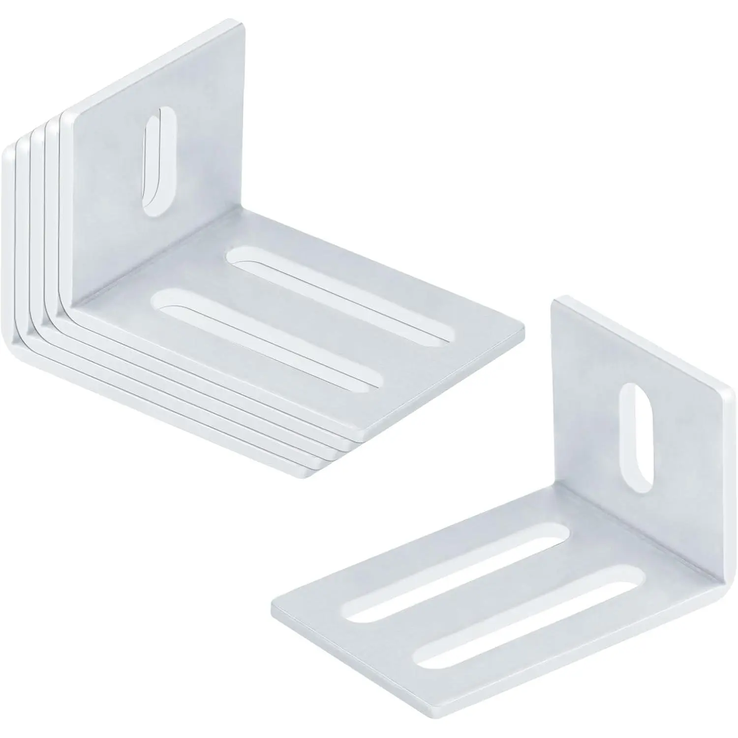 6 Pack Aluminum Angle Brackets, 2-1/4" x 1-1/2" x 1-1/2",Double Slot L Bracket