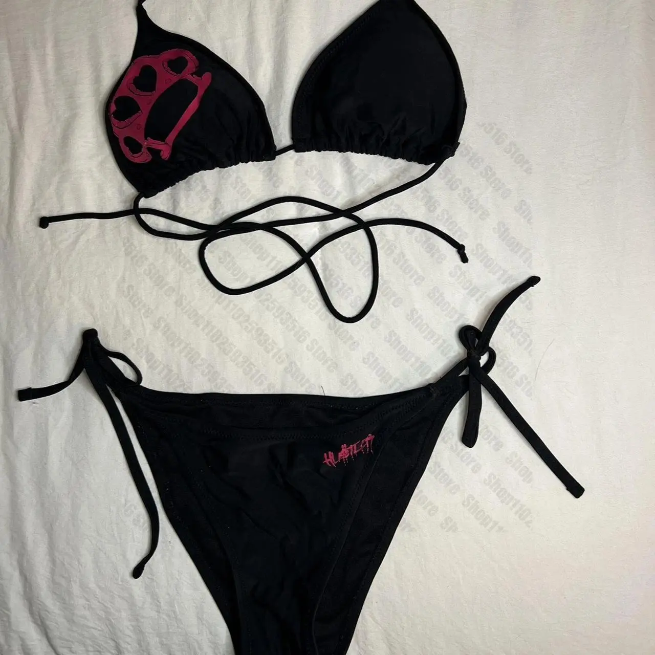 Women's 2025 Graphic-Print Bikini Sets - Emo Beach Punk Harajuku Style, Sexy Cute Mini Swimwear, Breathable Quick-Dry Beach Wear, Machine Washable Swimsuits