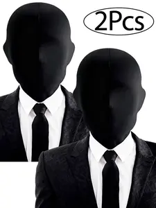 2pcs Unisex Hood Mask for Halloween Cosplay, Open Face Half Mask, Faceless Mask, Party Style, All Seasons, Plain Pattern, Ideal for Costume Wear