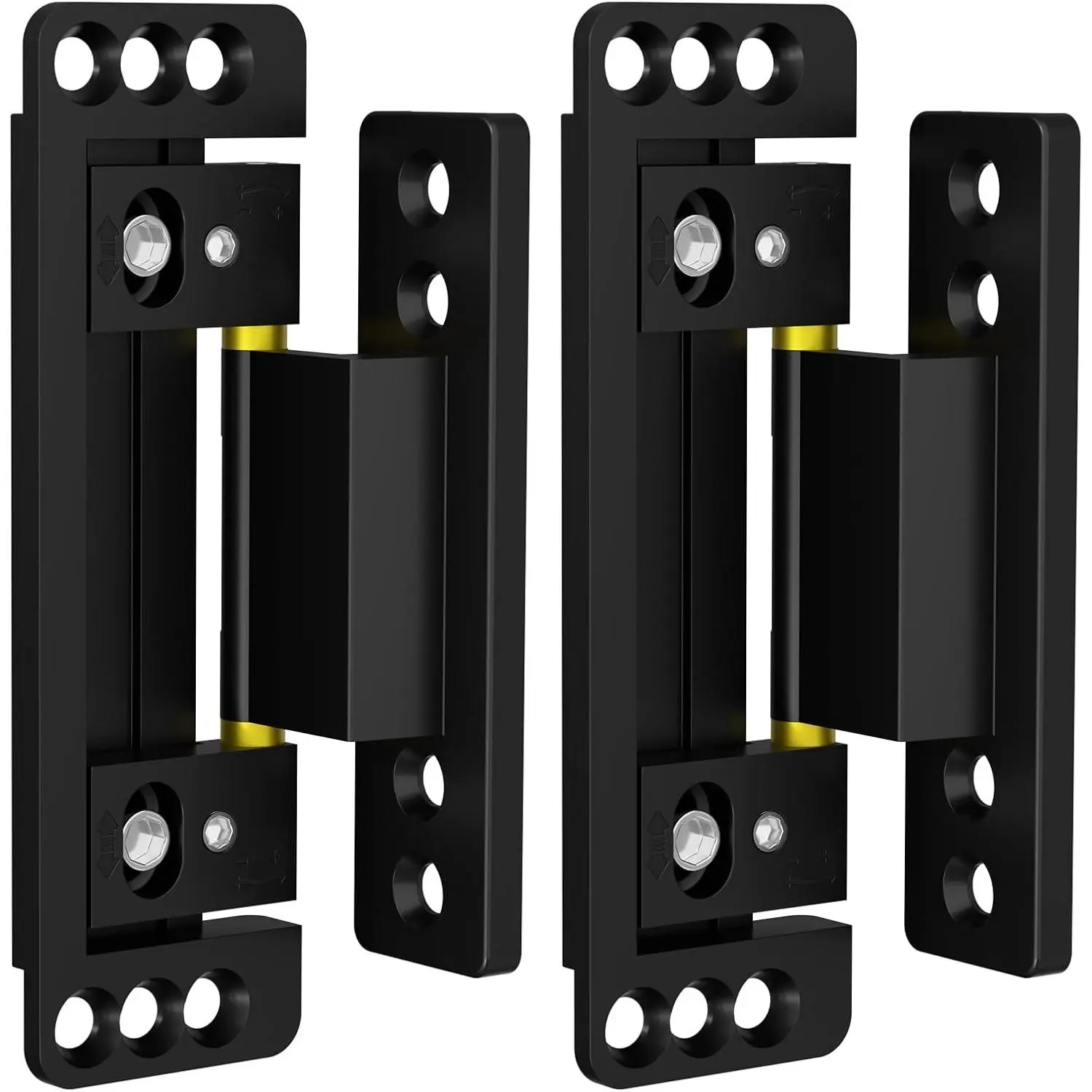 2 Pack Ultra-Thin  Door Hinges, Heavy Duty Adjustable Invisible Concealed Hinges, Black Silent Smooth 110° Opening Hinges for  Doors,  Rooms, Pantries & Closets