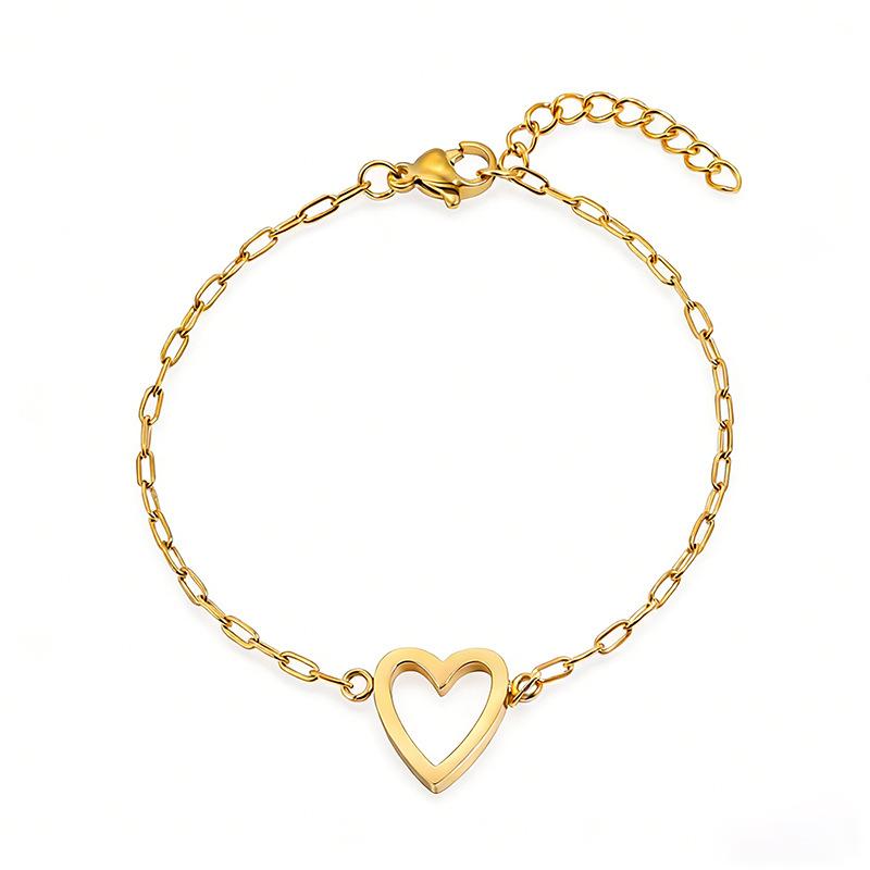 Stainless Steel Bracelet Hollow Heart Adjustable Minimalist Dainty Gift For Women Best Friend Couple