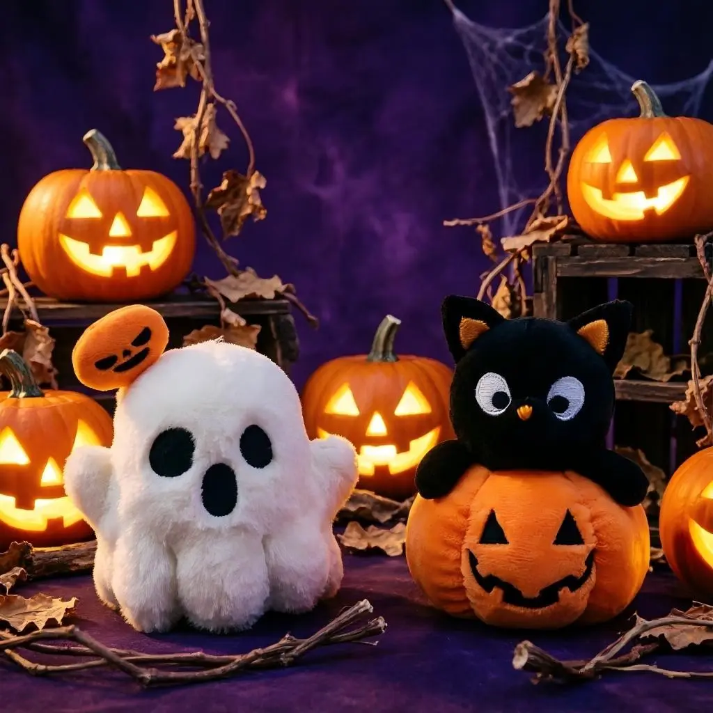 Halloween Cute Keychain Pendant, Pumpkin Cat Charm, Soft Plush Toy Keychain, Perfect for Boys, Girls, Girlfriends