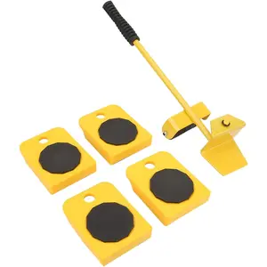 5Pcs Furniture Lifter Slider Furniture Roller Move Tools Transport Lifter Kit Mobile Tool Set with 4 Appliance Roller Load Weight 330Lbs (Yellow)