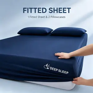 Secure Deep Pocket Stretch Fitted Sheet Set, Minimalist Print Mattress Cover, Breathable Anti-Fade Bedding for Single Queen King Beds