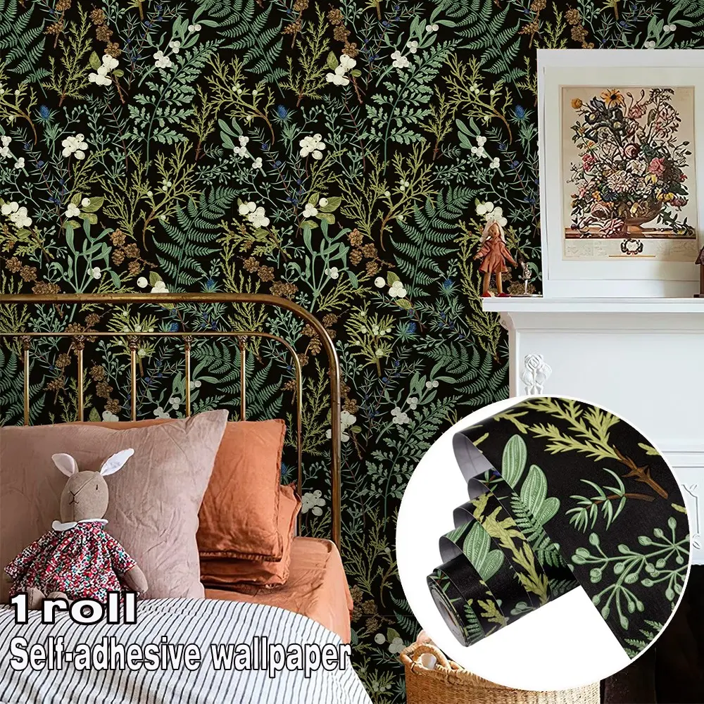 Roll 1: Self-adhesive wallpaper featuring a tropical rainforest design. Easy to apply, cut and clean. Made from heavyweight material. Ideal for wall decoration and furniture makeovers in living rooms, kitchens, dining rooms, bedrooms, bathrooms and more.