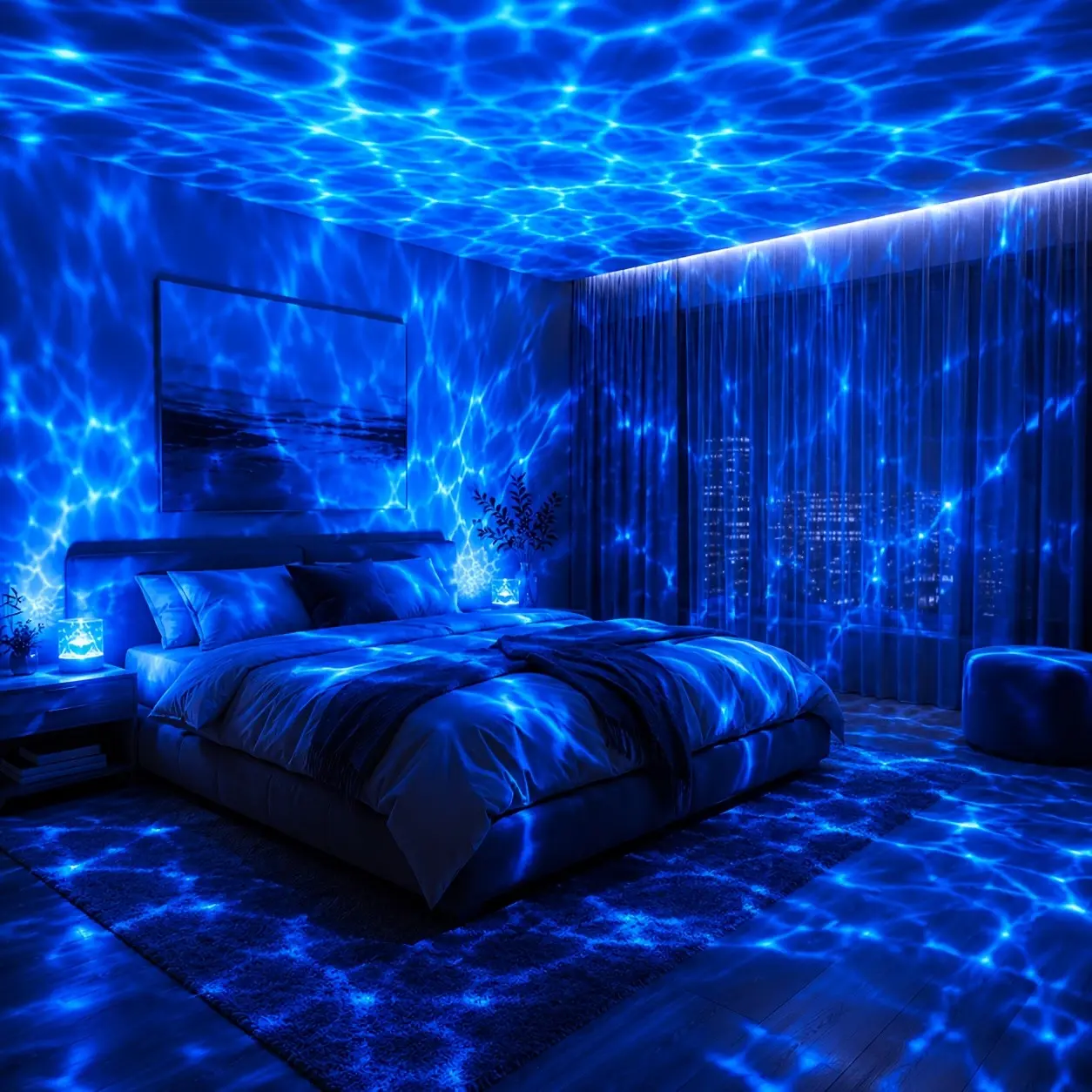 16-Color RGB Ripple Projection USB Night Light, Trendy Bedroom Ambiance, Sleep Aid, Romantic Gift for Couples, Birthday, Christmas