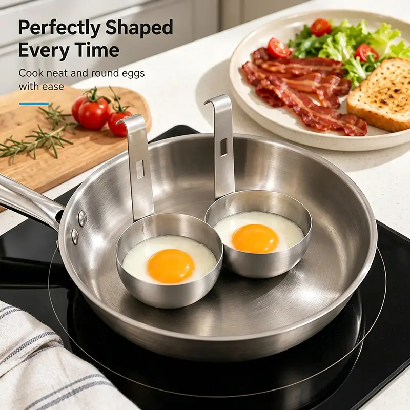 1 Count Stainless Steel Egg Poacher, with Hanging Hook Easy to Clean Design for Making Poached and Steamed Eggs in Home Kitchen
