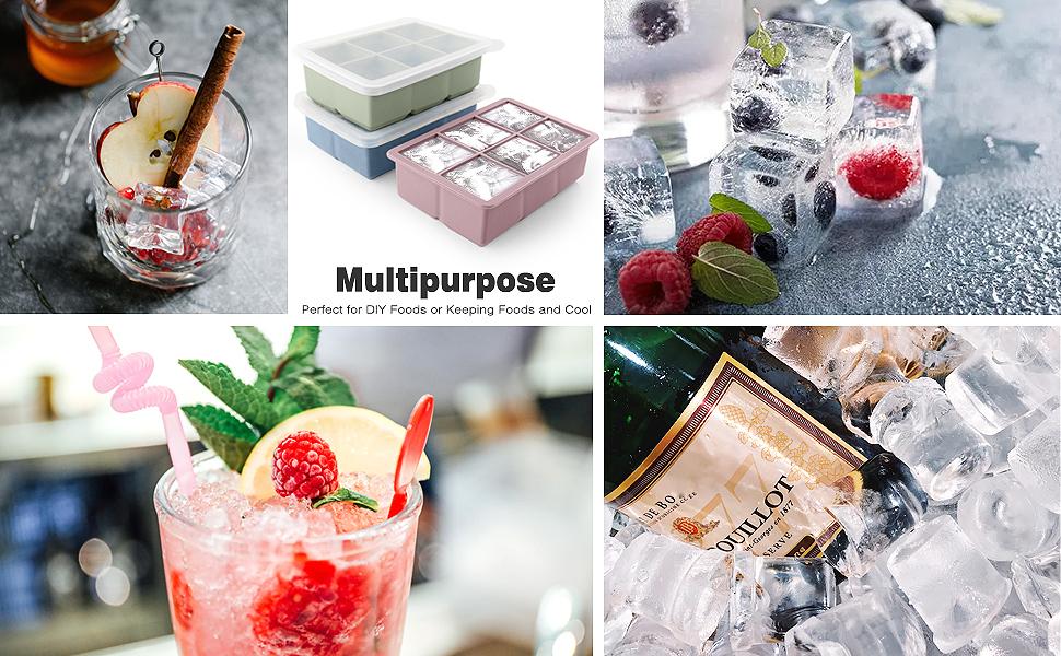 Silicone Ice Cube Trays 3 Pack - Large Size Silicone Ice Cube Molds with Leak Proof Removable Lid Square Ice Cube Tray And BPA Free for Cocktail,Whiskey, Stackable Flexible Ice