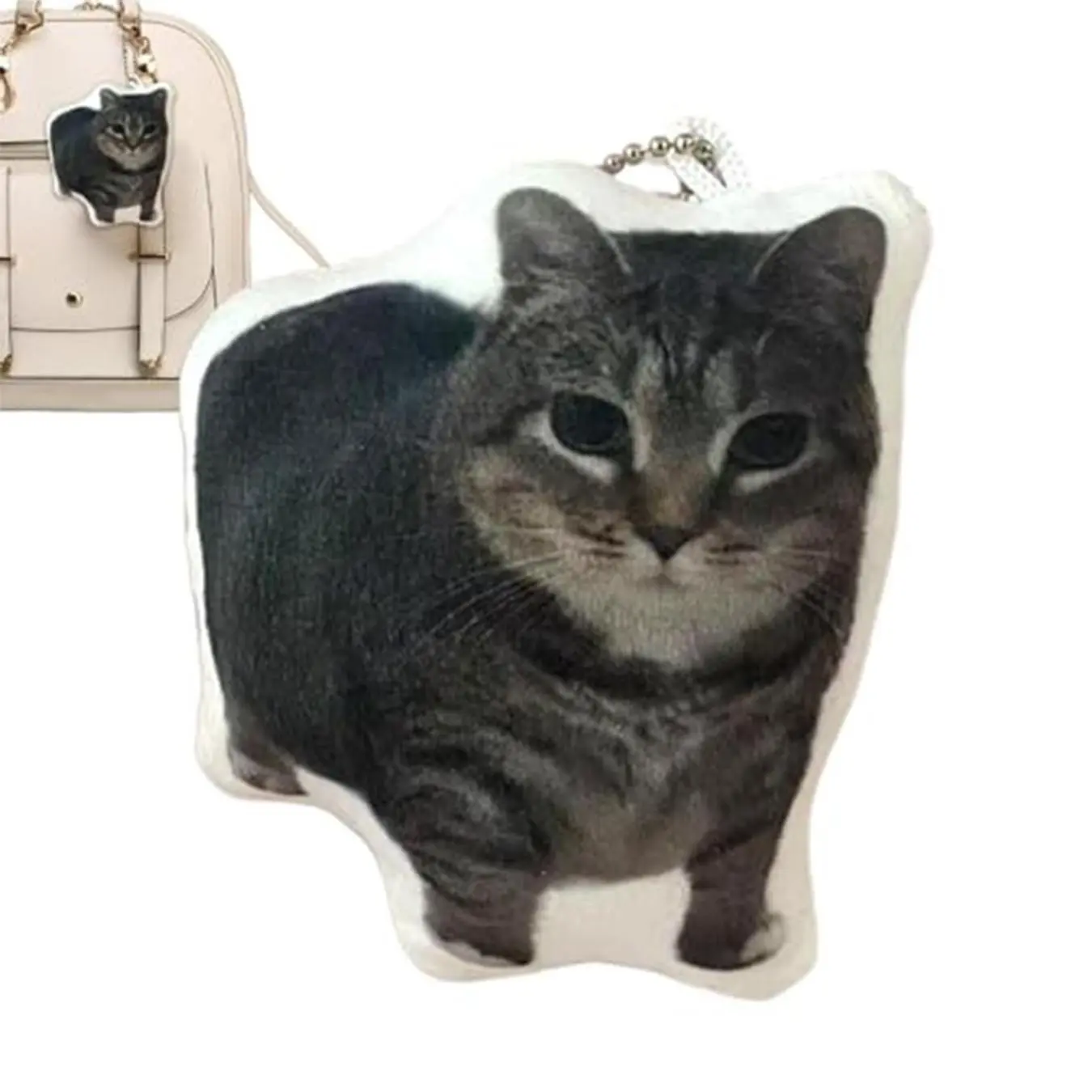 Oiiai Squeaky Rotating Cat Plush Keychain, Funny Meme Cat Pendant, Spinning Sound Cute Toy, Stress Relief Gift, Car Hanging Ornament