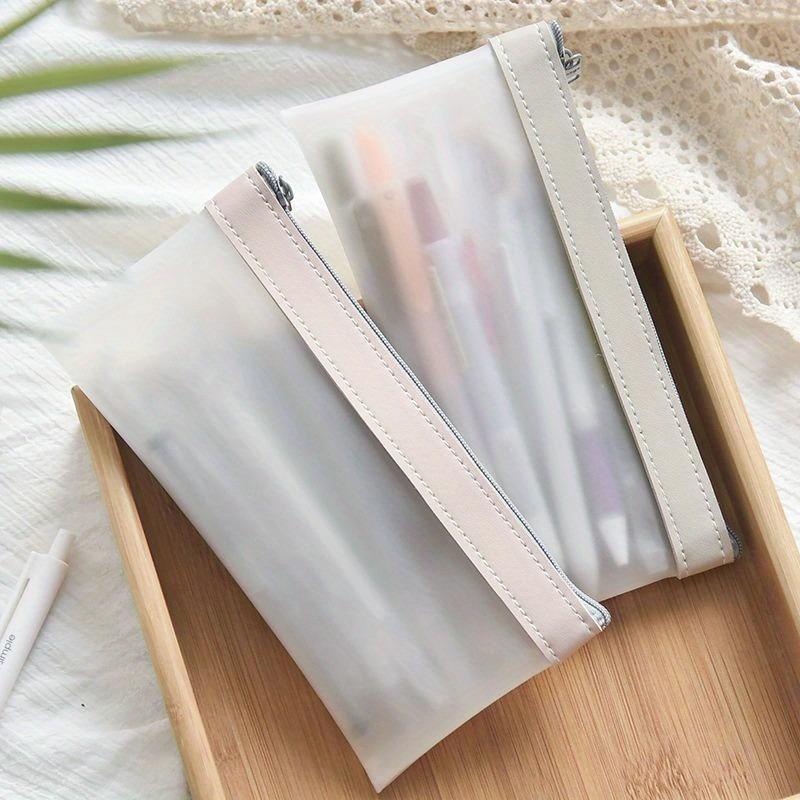 1pcs Pencil bag stationery storage bag student exam pencil bag simple Korean style large capacity transparent zipper pencil bag Office Supplies