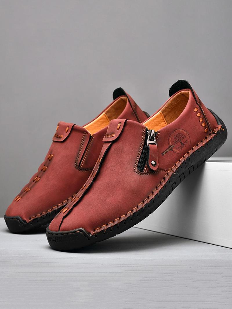 New Men's Casual Solid Color Zipper Side Walking Shoes, Fashionable Breathable Comfortable Sports Shoes for Outdoor, Male All-match Round Toe Shoes for Daily Wear