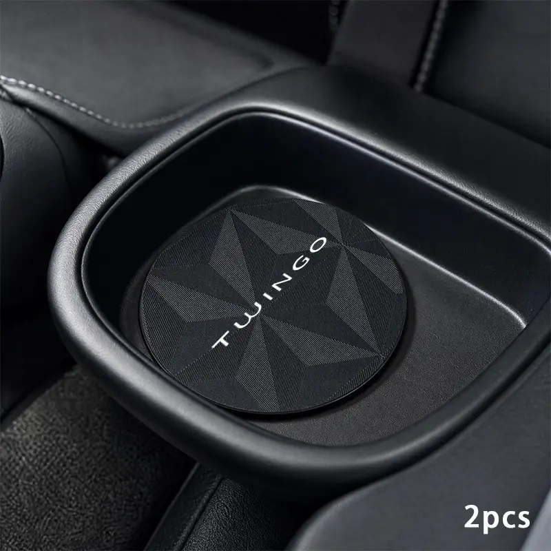 Renault Twingo Cup Coaster Set, Geometric Pattern PU Leather Anti-Slip Pads, Dust-Proof & Scratch-Resistant, Personalized Interior Decor