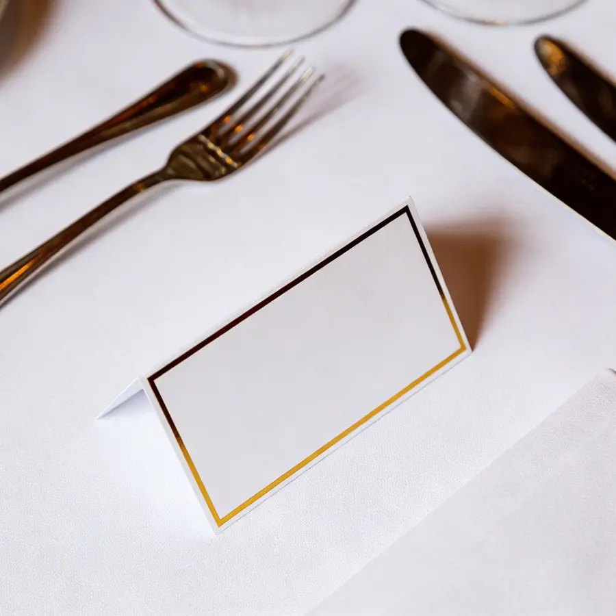 Edge Folding Seat Cards, Thick Paper Name Tags, Simple Design, Wedding, Birthday Party, Restaurant Table Decor
