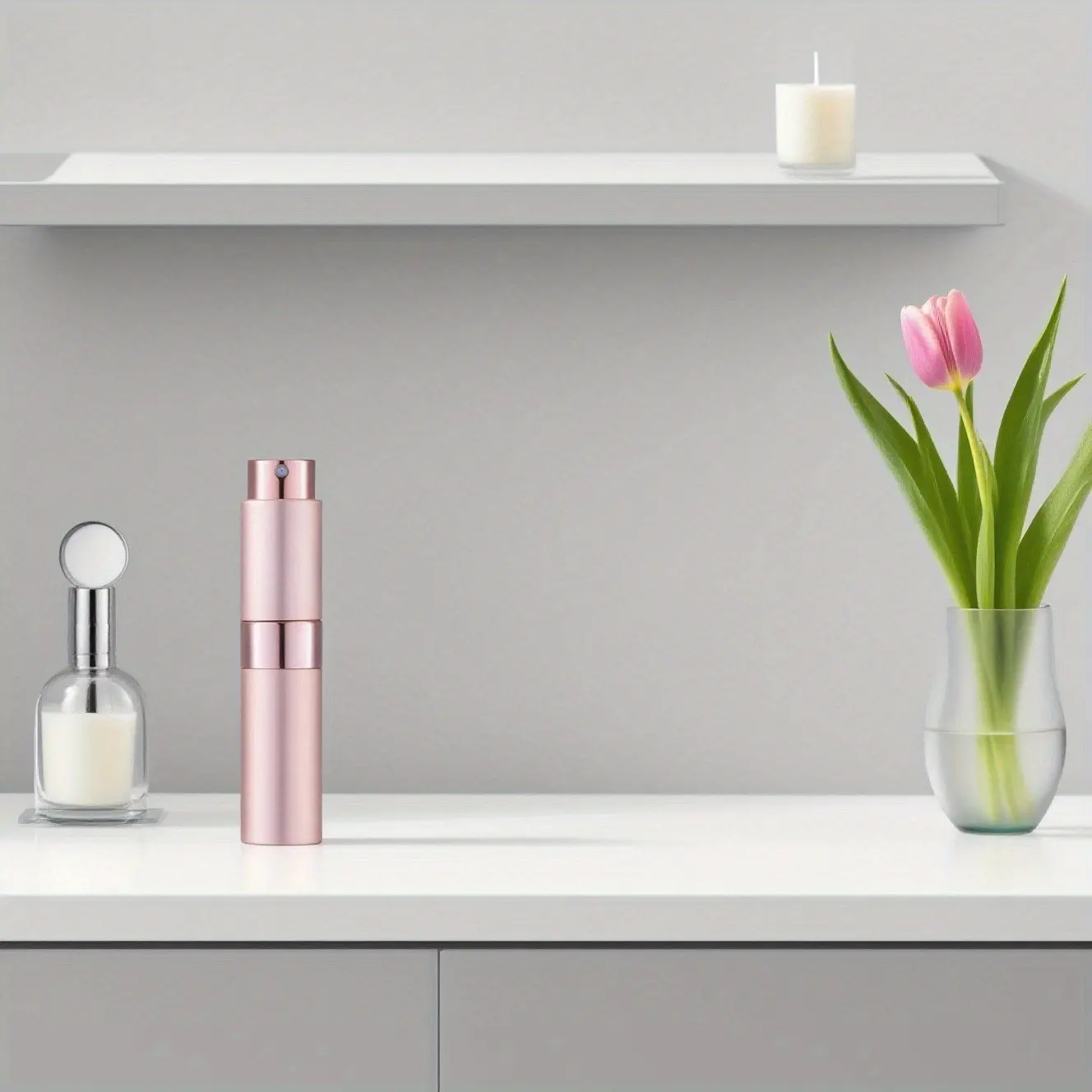 8ML Mini Perfume Travel Spray Bottle, Lipstick Size, Compact, Refillable Empty Bottle, Cologne Sample Container, Portable Fragrance Holder