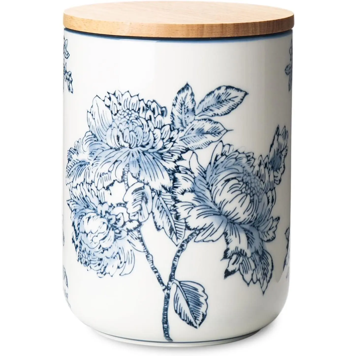 Ceramic  Storage Container with Lid, 40 Oz Large Coffee Container, Sugar Canister, Blue and White Patterns,  and Branches
