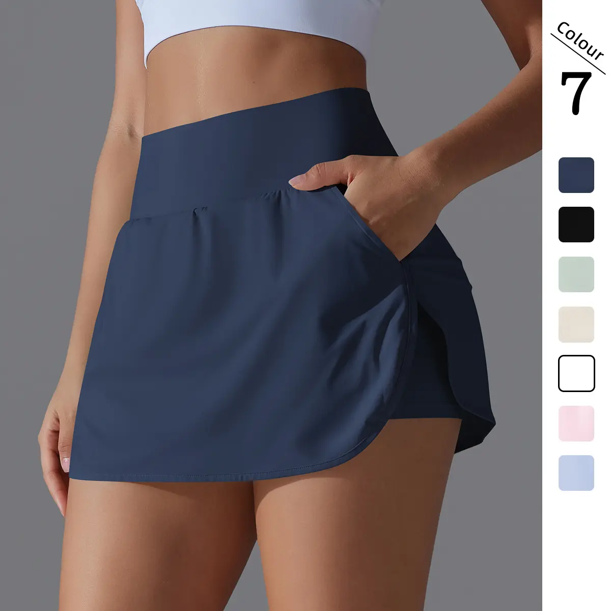 Women's All-Seasons Cooling Sun Protection Tennis Skort - High-Waist Tight-Fit Slimming Yoga Sports Skirt with Back Pocket, Female Wear for Tennis Play
