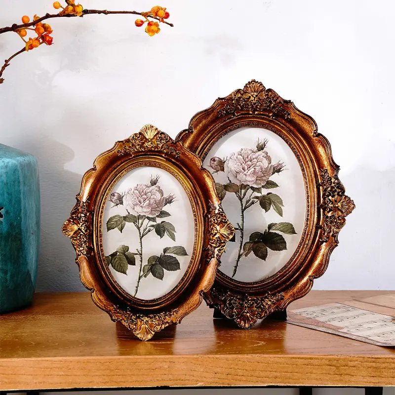 European-style vintage copper-colored patterned artistic resin art picture frame for foreign art appreciation and home decoration