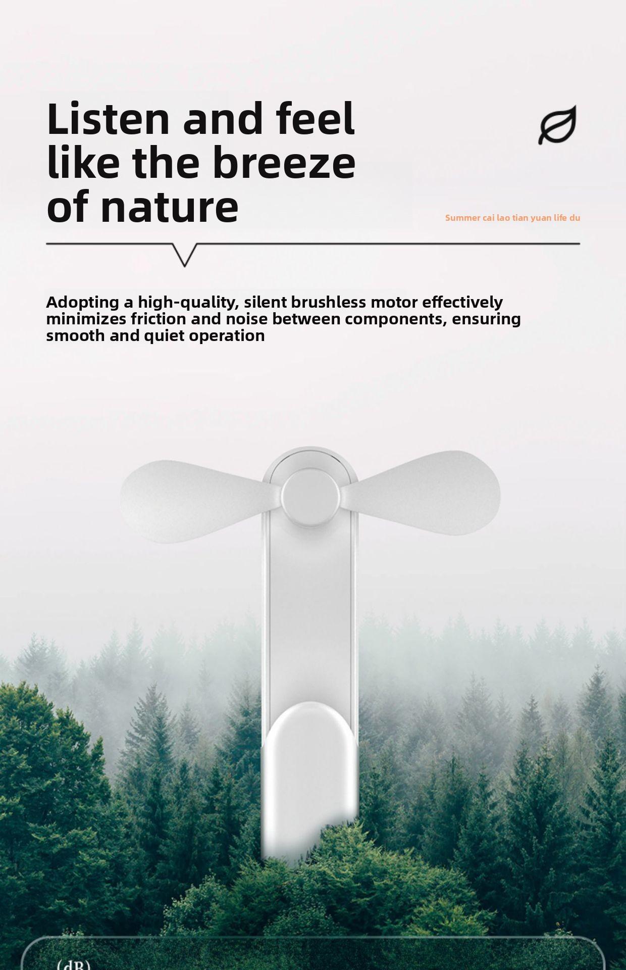 Handheld portable mini fan, retractable USB rechargeable fan, silent for office desktop use