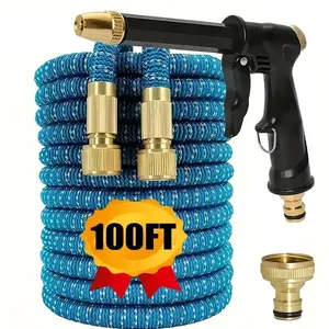 Expandable Garden Hose Set with High Pressure Spray Nozzle, Durable Rubber Material, Universal Connector Thread for European and American Outdoor Home Cleaning, Garden Hose Nozzle Heavy Duty